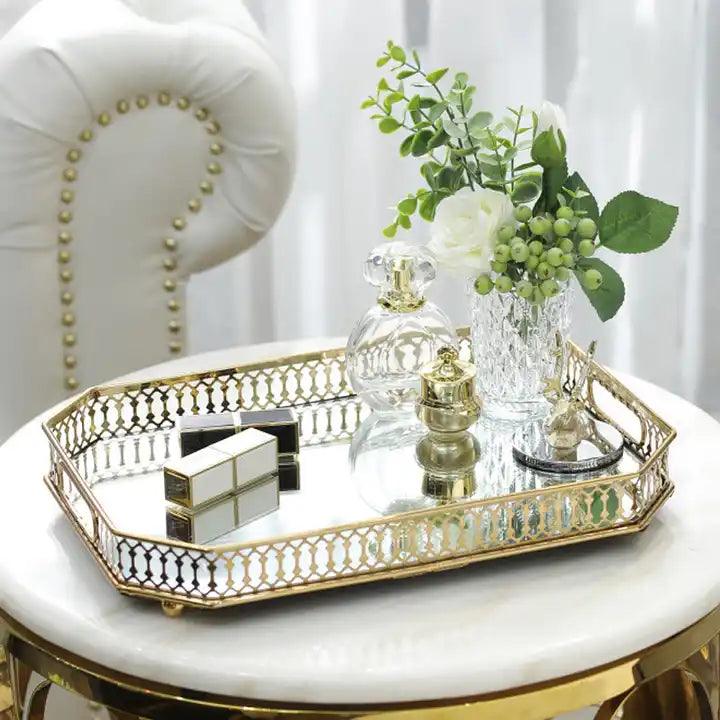 Gold Stainless Steel Mirrored Rectangular Tray - Northern Interiors