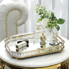Gold Stainless Steel Mirrored Rectangular Tray - Northern Interiors