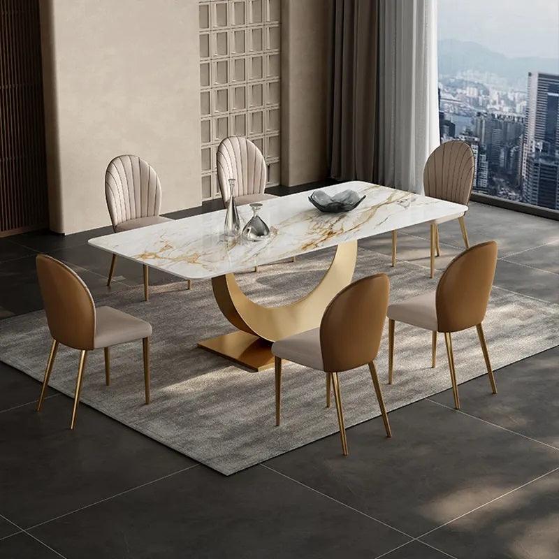 Golden Arch Modern Stone Top Dining Set - Northern Interiors