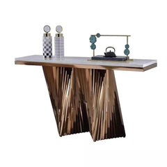 Golden Gown Stainless steel Marble Top Console Table - Northern Interiors