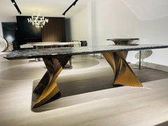 Golden Gown Stainless Steel Marble Top Dining Table - Northern Interiors
