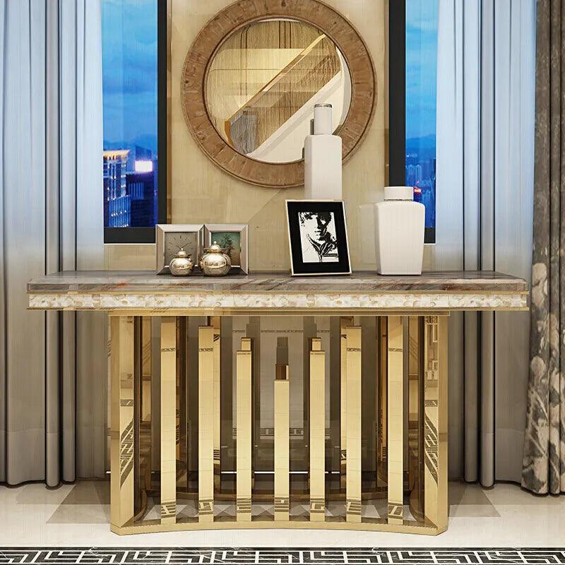 Golden Spikes Stainless steel Marble Top Console Table - Northern Interiors