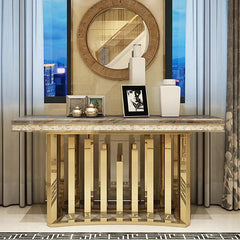 Golden Spikes Stainless steel Marble Top Console Table - Northern Interiors