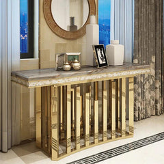 Golden Spikes Stainless steel Marble Top Console Table - Northern Interiors
