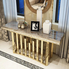 Golden Spikes Stainless steel Marble Top Console Table - Northern Interiors