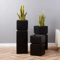 Handmade Matte Black Handmade Craft Outdoor Indoor Planter - Northern Interiors