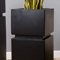 Handmade Matte Black Handmade Craft Outdoor Indoor Planter - Northern Interiors