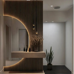 Walnut Color Entry Floating Cabinet Shelf