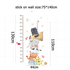 kids room cartoon height measurement cat wall Mural stickers - Northern Interiors