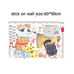kids room cartoon height measurement cat wall Mural stickers - Northern Interiors