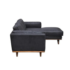 LAS VEGAS ARIA Italian Leather Right Sectional - Charme Black Leather - Northern Interiors