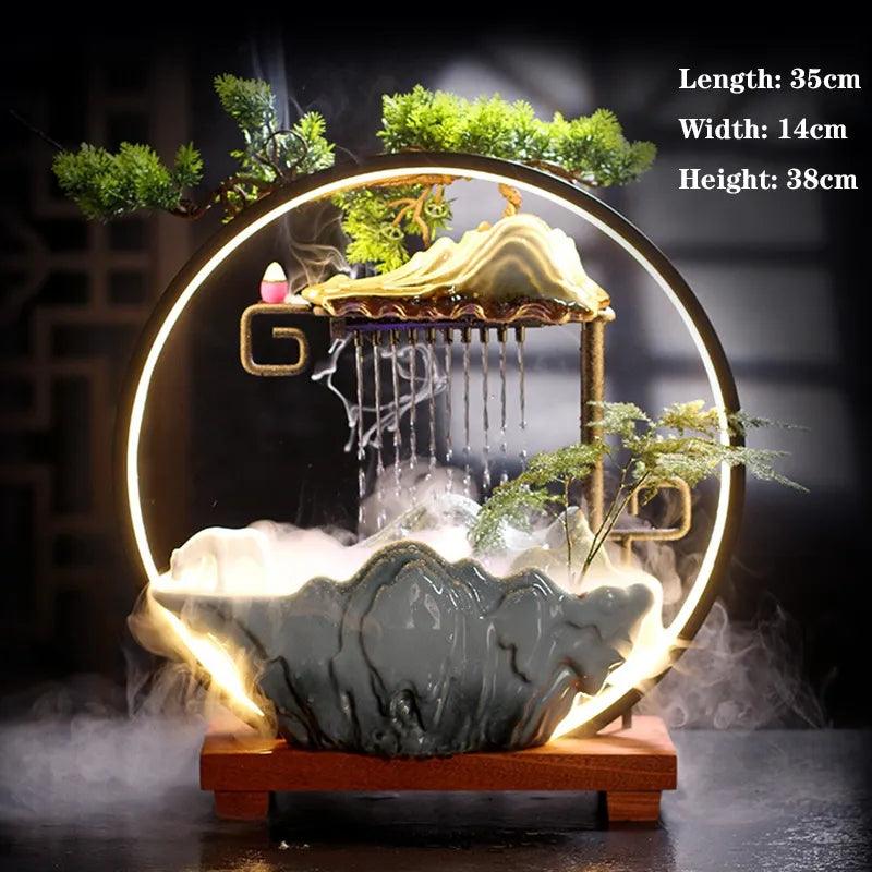 LED Waterfall Garden Incense Burner Table Lamp - Northern Interiors