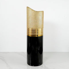 Lustrous Black and Gold Ceramic Vase - Northern Interiors