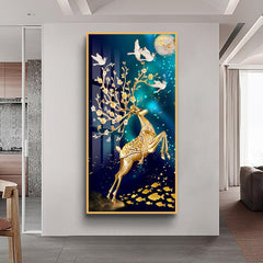 Magical Deer Abstract Crystal Porcelain Framed Print Wall Art - Northern Interiors