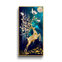 Magical Deer Abstract Crystal Porcelain Framed Print Wall Art - Northern Interiors