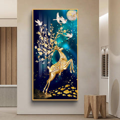 Magical Deer Abstract Crystal Porcelain Framed Print Wall Art - Northern Interiors