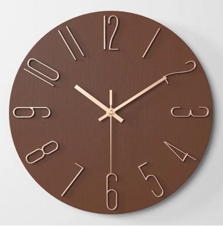 Minimalist Round Brown Wall Clock - Northern Interiors