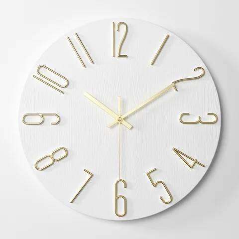 Minimalist Round White & Gold Wall Clock - Northern Interiors