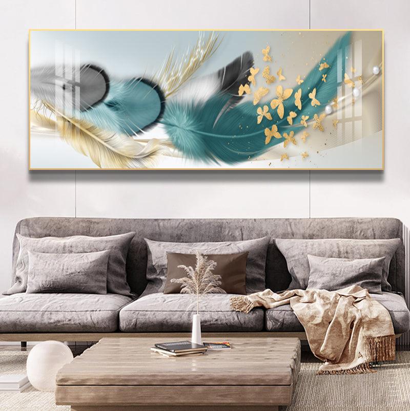 Modern Abstract Golden Feather Wall Art - Northern Interiors