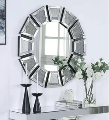 Modern Round Crushed Diamond Crystal Mirror - Northern Interiors