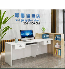 Modern Silver & White Reception Desk with Bookshelf - Northern Interiors