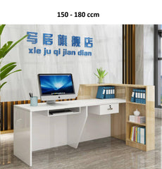 Modern Silver & White Reception Desk with Bookshelf - Northern Interiors