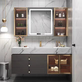 Modern Wall Mount Bathroom Vanity & LED Mirror Cabinet Set - Northern Interiors