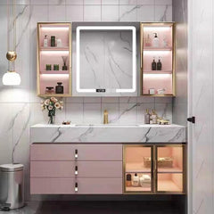 Modern Wall Mount Bathroom Vanity & LED Mirror Cabinet Set - Northern Interiors
