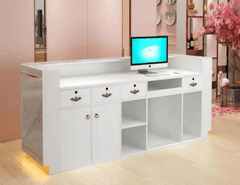 Modern White Simplistic Reception Desk with Gold trim - Northern Interiors