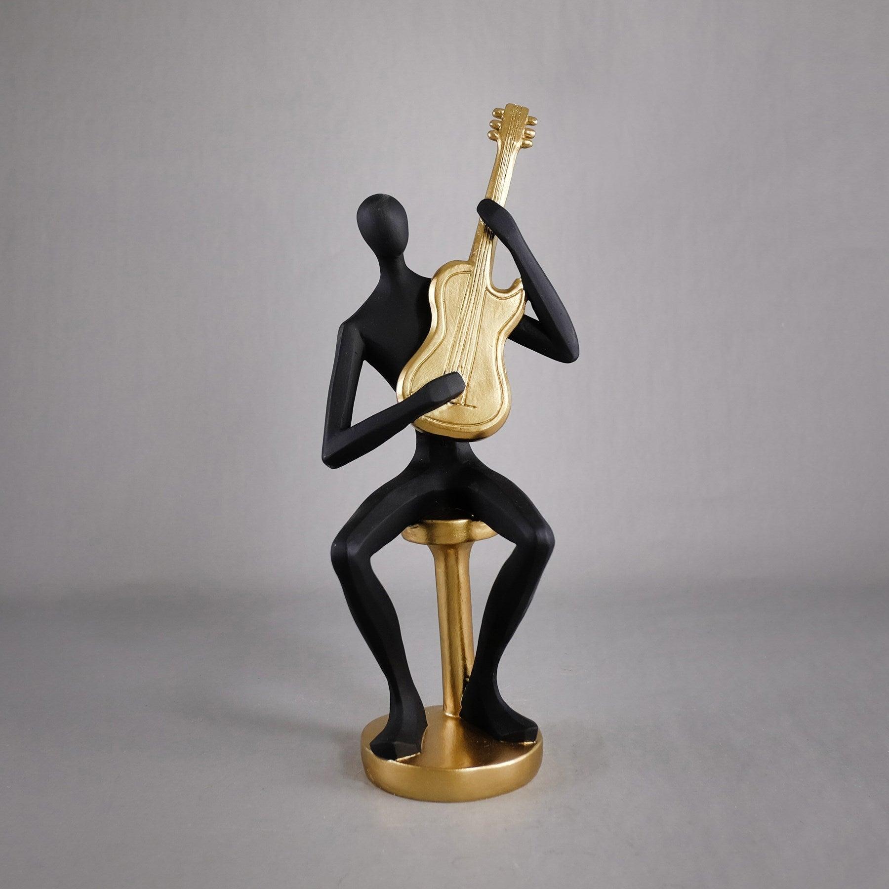 Musician Guitarist Player Black & Gold Statue Decor - Northern Interiors