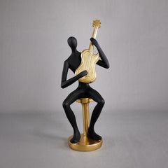 Musician Guitarist Player Black & Gold Statue Decor - Northern Interiors