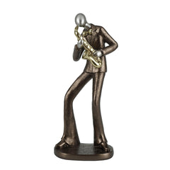Musician Saxophone Player Chrome Statue Decor - Northern Interiors