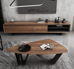 Nordic Modern Walnut Media Cabinet and coffee table - Northern Interiors