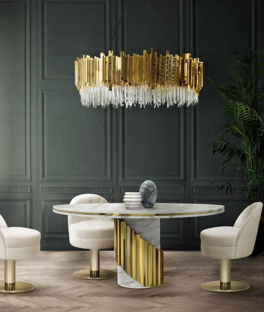 Orestes Luxury Marble Round Dining Table - Northern Interiors