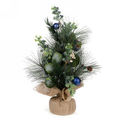 Pine Tree in Burlap with blue balls Decor - Northern Interiors