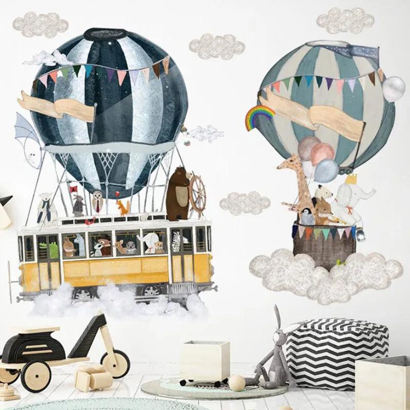 Removable wall decoration cartoon hot air balloon baby room decor stickers - Northern Interiors