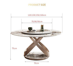 Round Salmon Modern Stone Top Dining Set with Lazy Susan - Northern Interiors