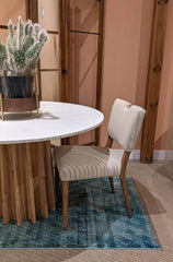 Sculpture Oak Concrete Finish Top Round Dining Table - Northern Interiors