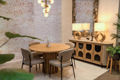 Sculpture Oak Round Dining Table - Northern Interiors