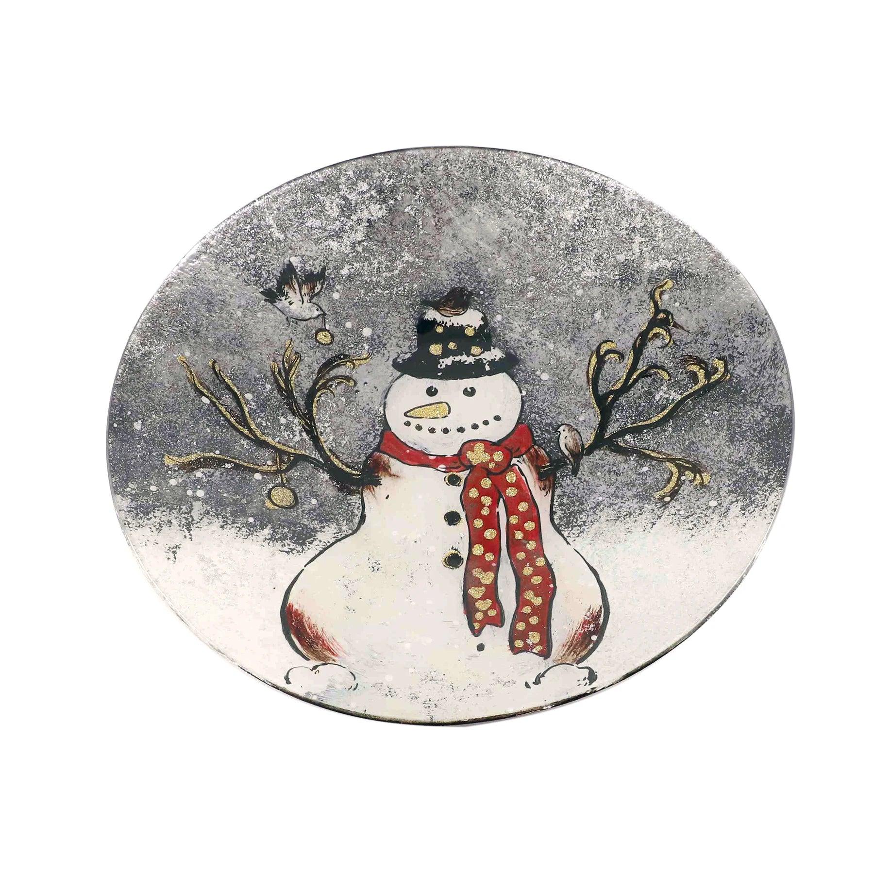 Snowman Decorative Glass Plate - Northern Interiors