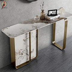 StoneX Gold Stainless steel Marble Console Table - Northern Interiors