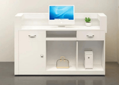 Stylish Wood Paneled Modern Reception Desk with LED - Northern Interiors