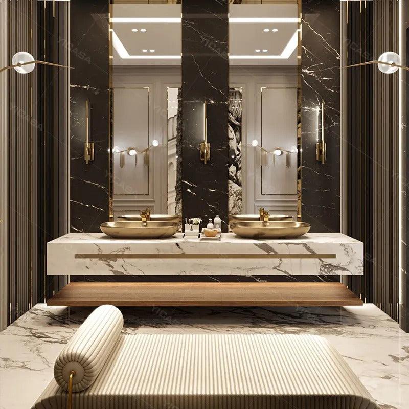 Super Luxury Wall Mount Quartz Bathroom Vanity & Mirror Set - Northern Interiors