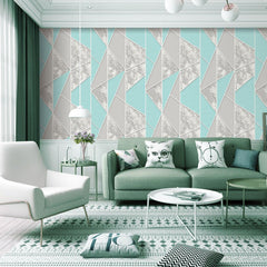 Turquoise Blue Geometric Waterproof Wallpaper - Northern Interiors