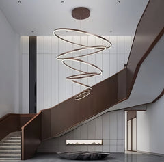 Nordic Coffee Modern Luxury LED 6 Ring Pendant Chandelier