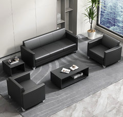 Charcoal Black Leather Office Sofa Set