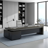 Modern Gray Executive Luxury Straight Office Desk