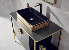 Italian Design Black and Gold Bathroom Vanity 40"