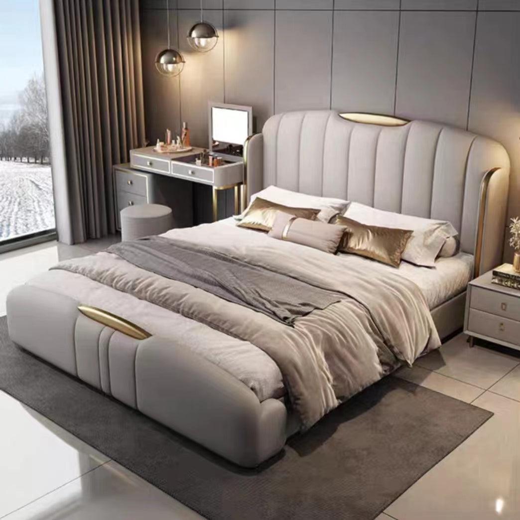 Venice Nights Imitation Leather Luxury Gold Stainless Steel Bed frame - Northern Interiors