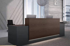Walnut Modern Reception Desk with LED - Northern Interiors